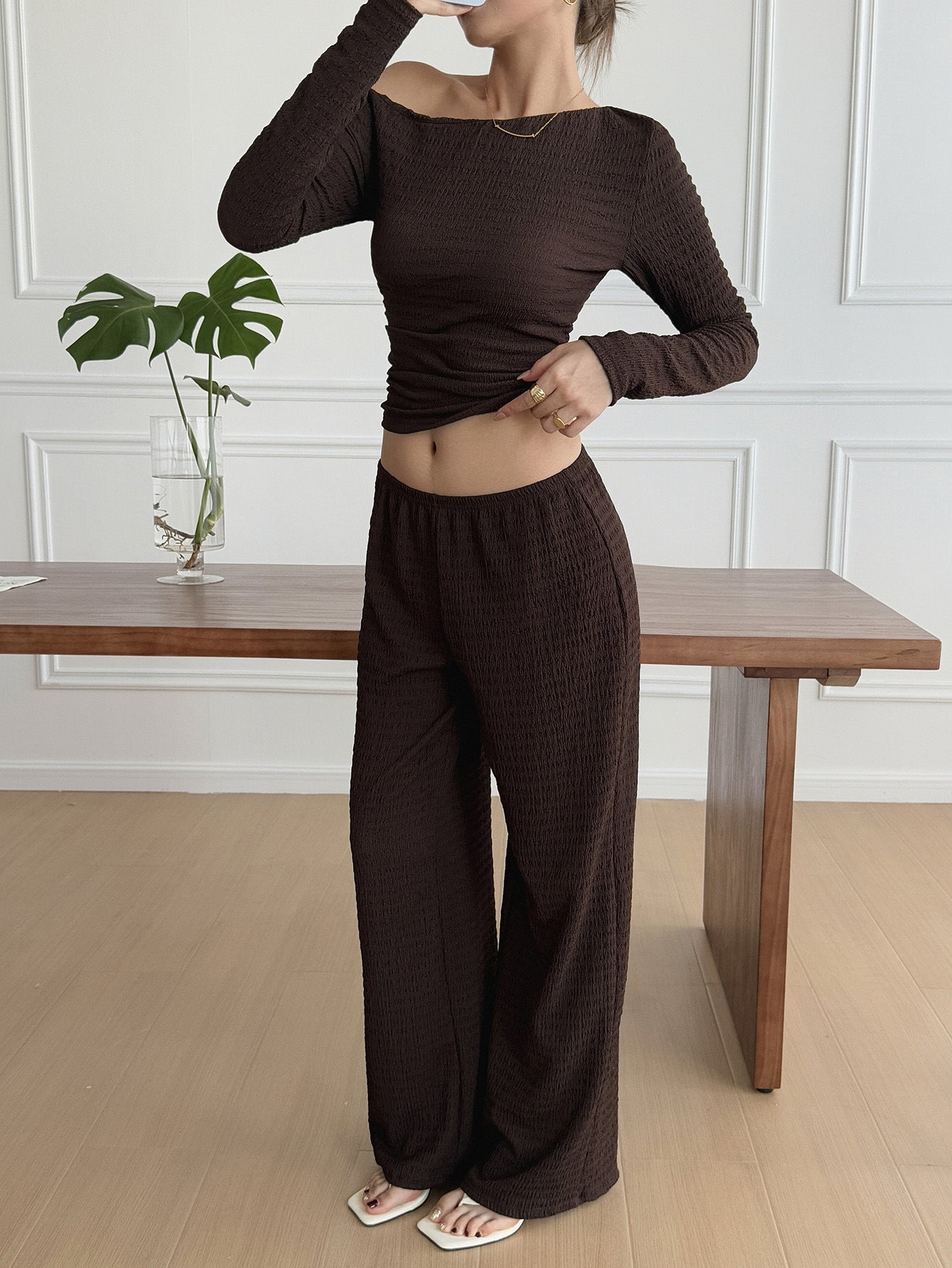 Afternoon Off-Shoulder Knit Set