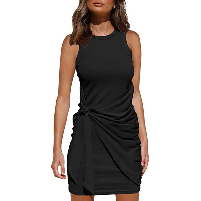 Rosalía Exclusive Women's Sleeveless Twisted Draped Mini Dress Everyday Luxe Edit