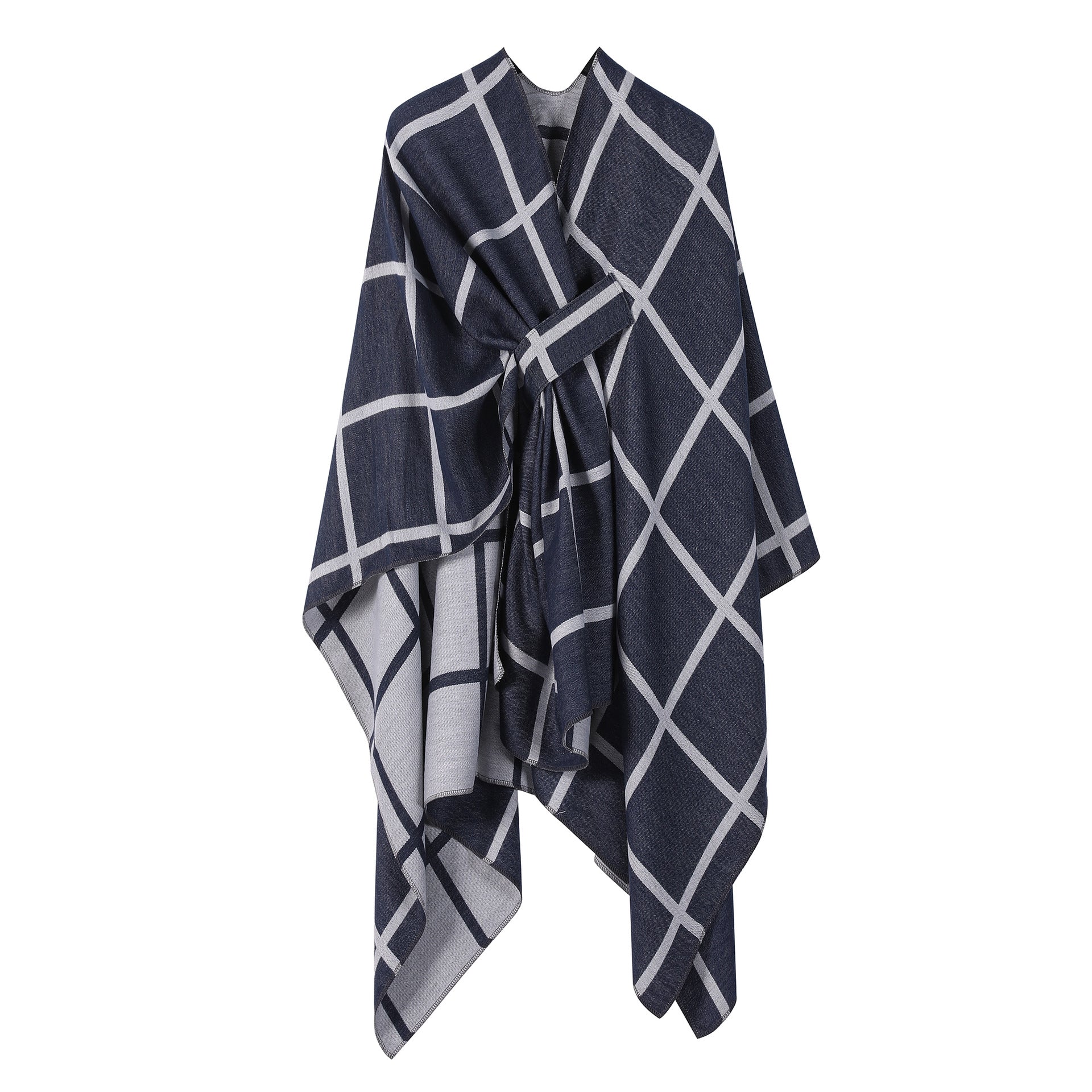 Bestselling Sidetied Plaid Split Cape Warm Crossborder Scarf