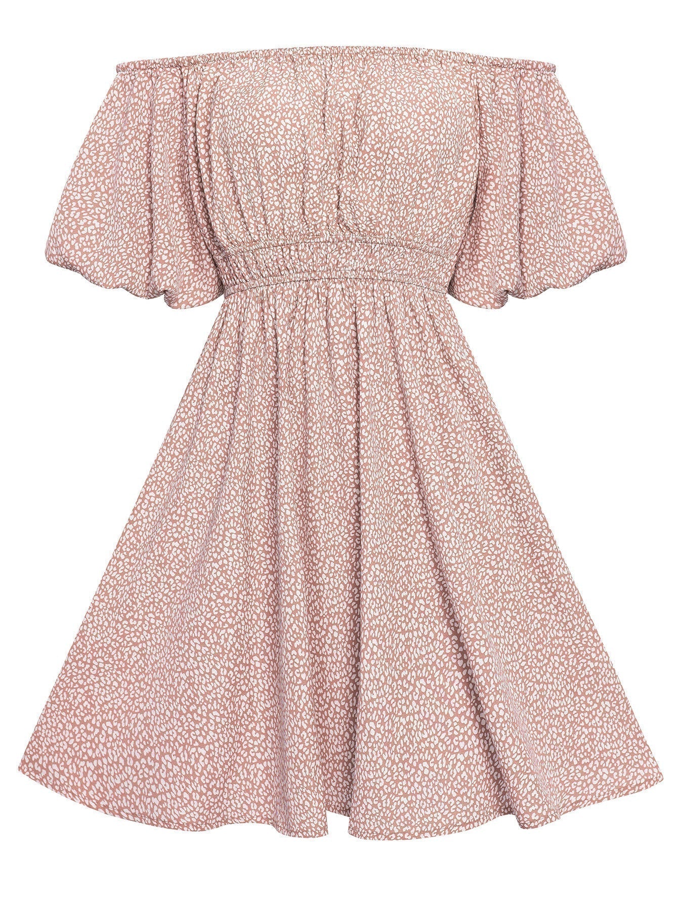 Floral Bubble Sleeves High Waist Dress S / Green Floral Print Summer Dress