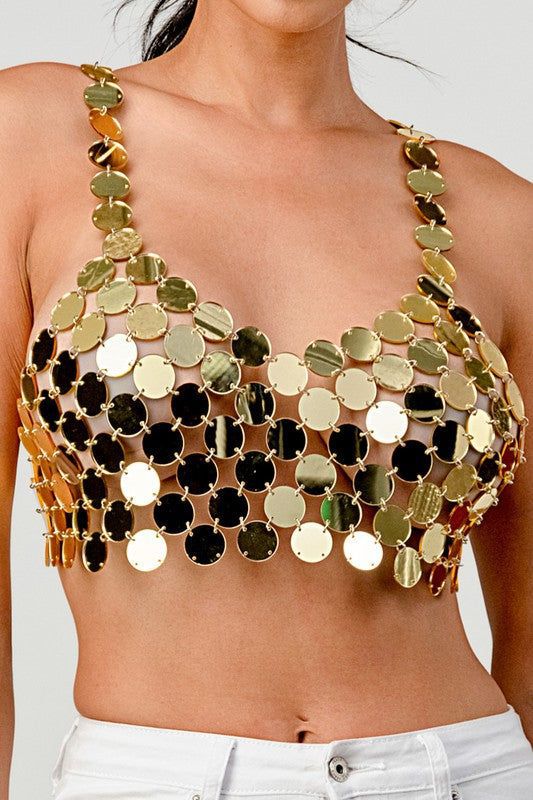 Party Sizzling Metallic Sequin Cami Top