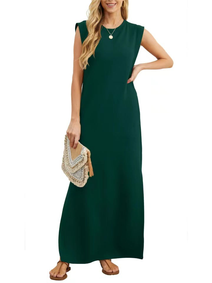 Linen & Cotton Pocketed Maxi Dress