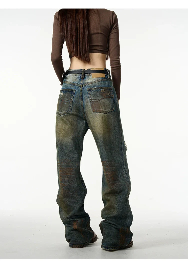 Distressed Baggy Ripped Denim Jeans