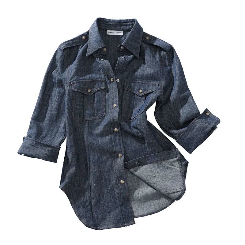 Military-Style Denim Shirt