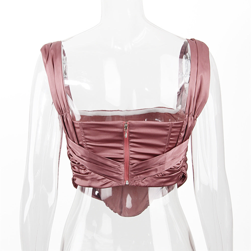 Sleeve Herring Slim-Fit Solid Pink Camesole