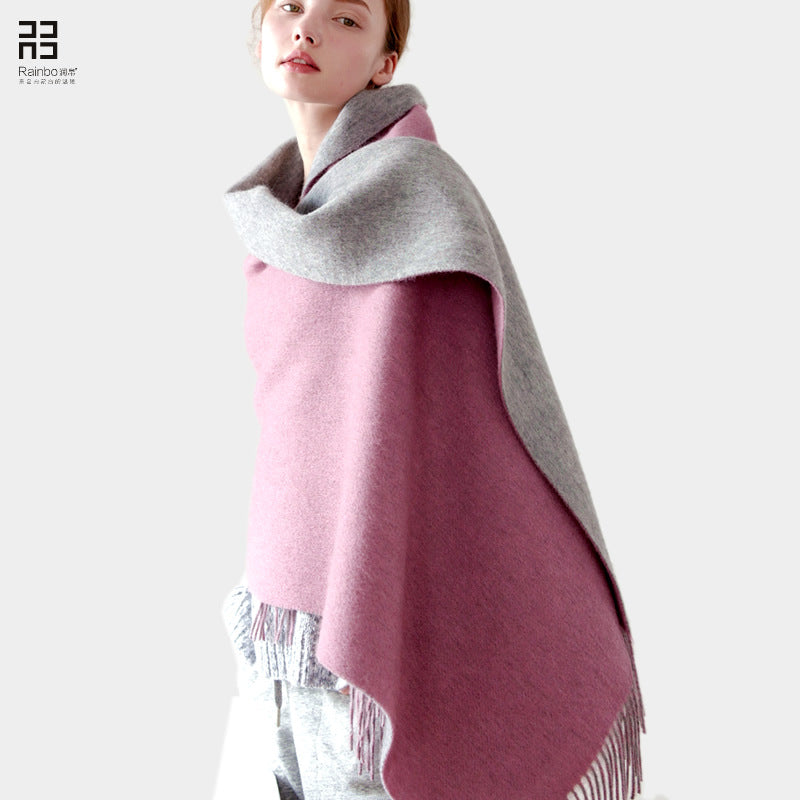 Heavyweight Thickened Purewool Autumn Winter Doublesided Scarf