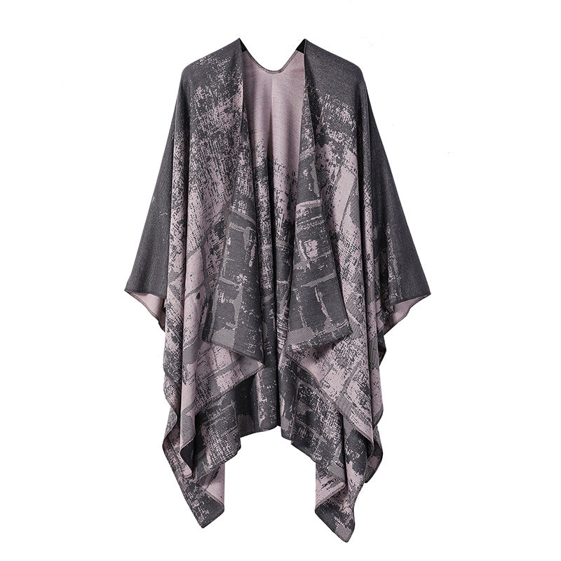 Plaincolored Doublesided Cape Autumn Winter Simple Scarf