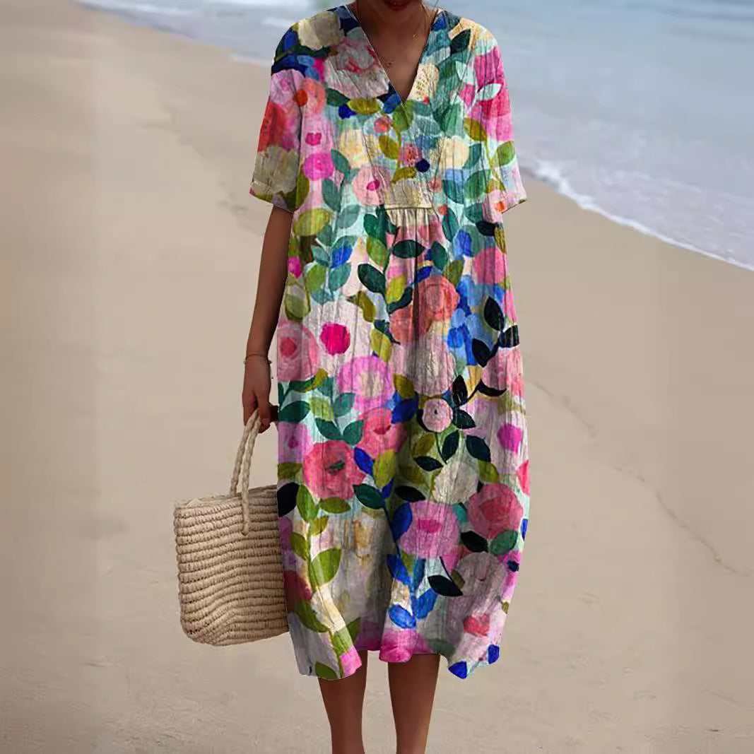 Virginia Effortless Premium Cotton Floral Dress Evening Wear Edit