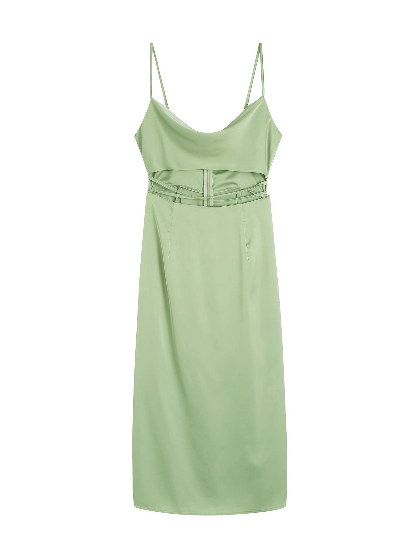 Kizzie Satin Cutout Maxi Dress Sage FINAL