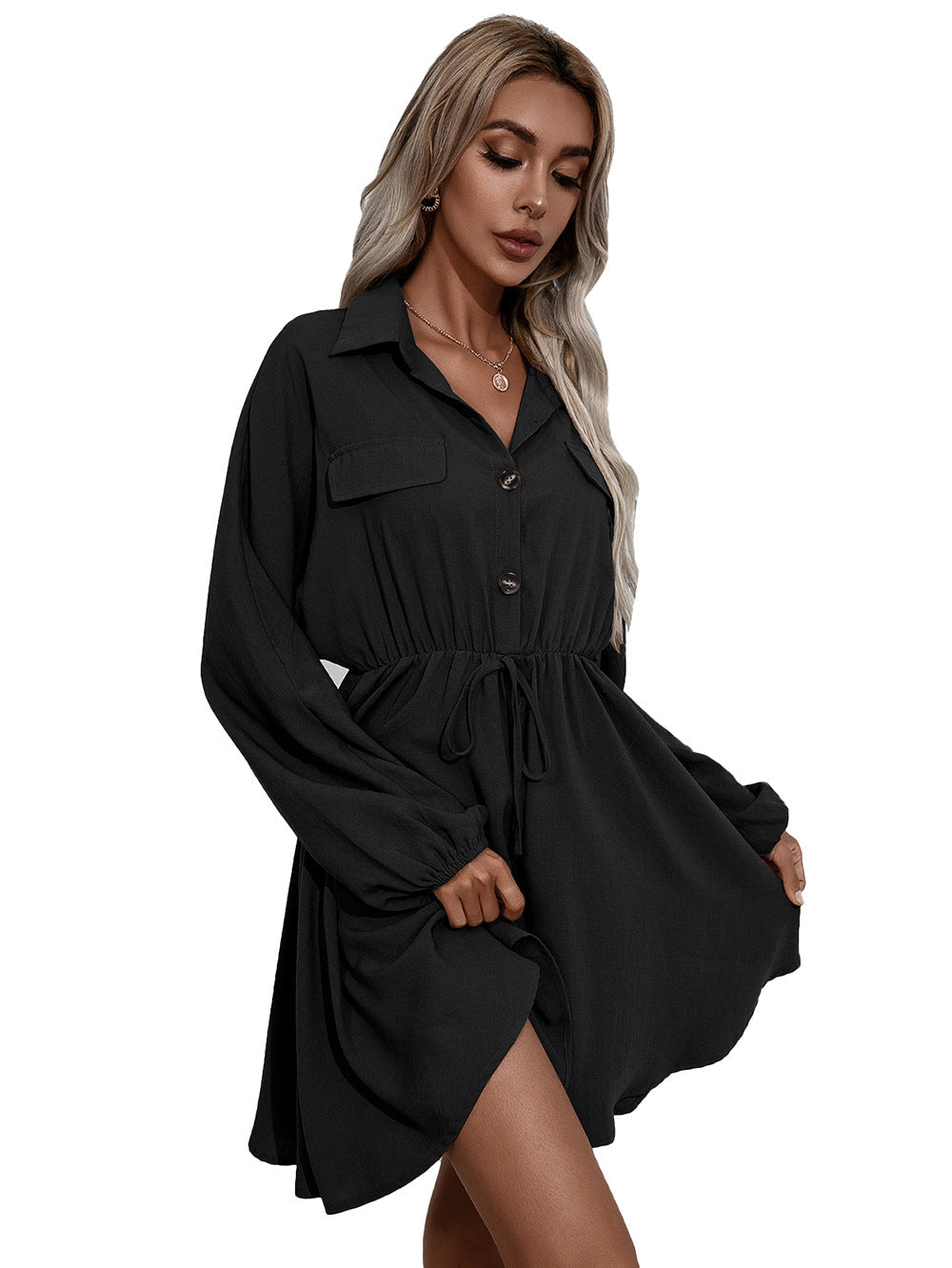 Remy Cotton Pocketed Shirt Dress Ink FINAL