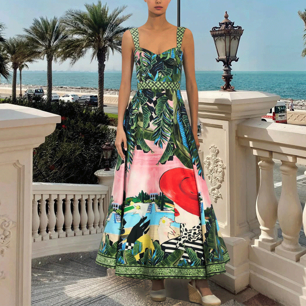 Printed Waist Controlled Slimming One Piece Swimsuit Women Vacation Beach