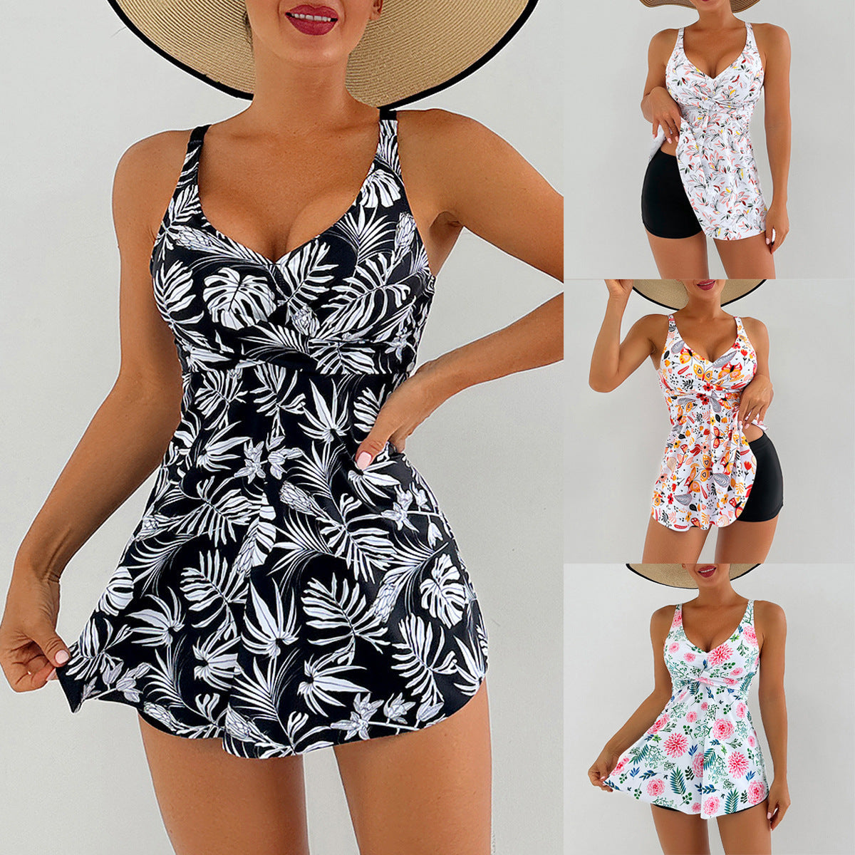 Bárbara Effortless Women's Swim Dress with Floral Design and Ruffles Premium Wardrobe Essential