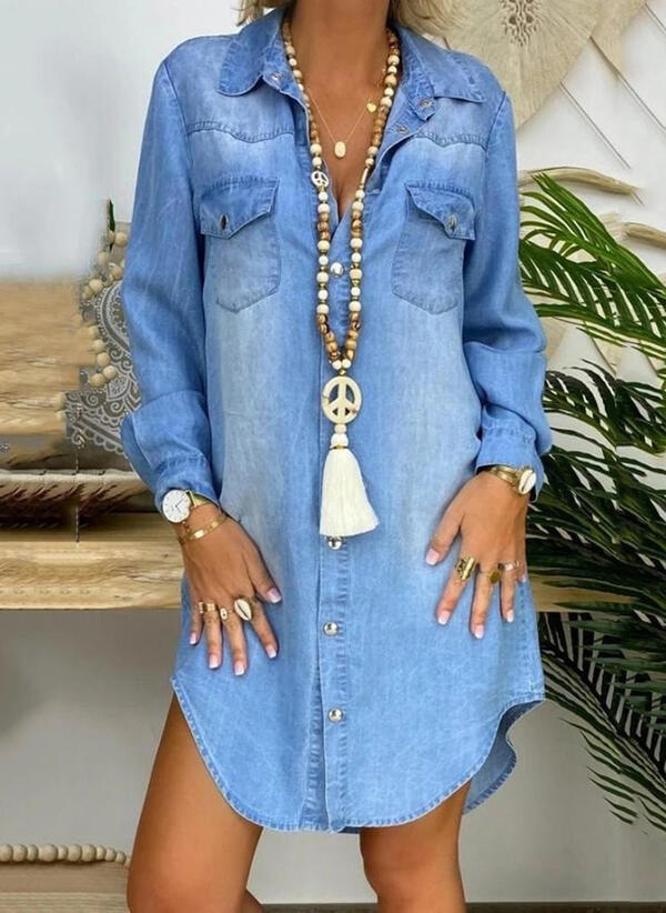 Xenia Timeless Denim Shirt Dress Premium Wardrobe Essential