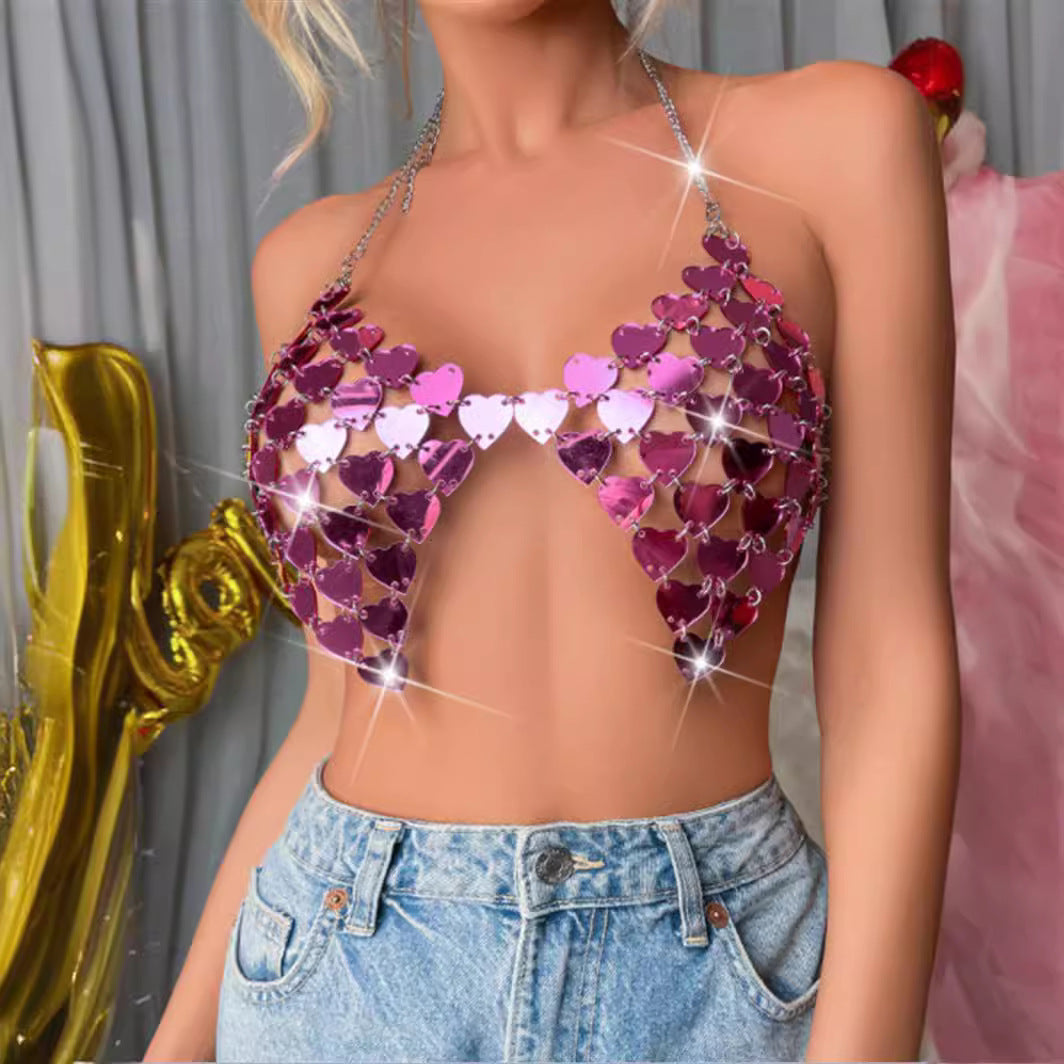 Party Amethyst Sequin Halter Top