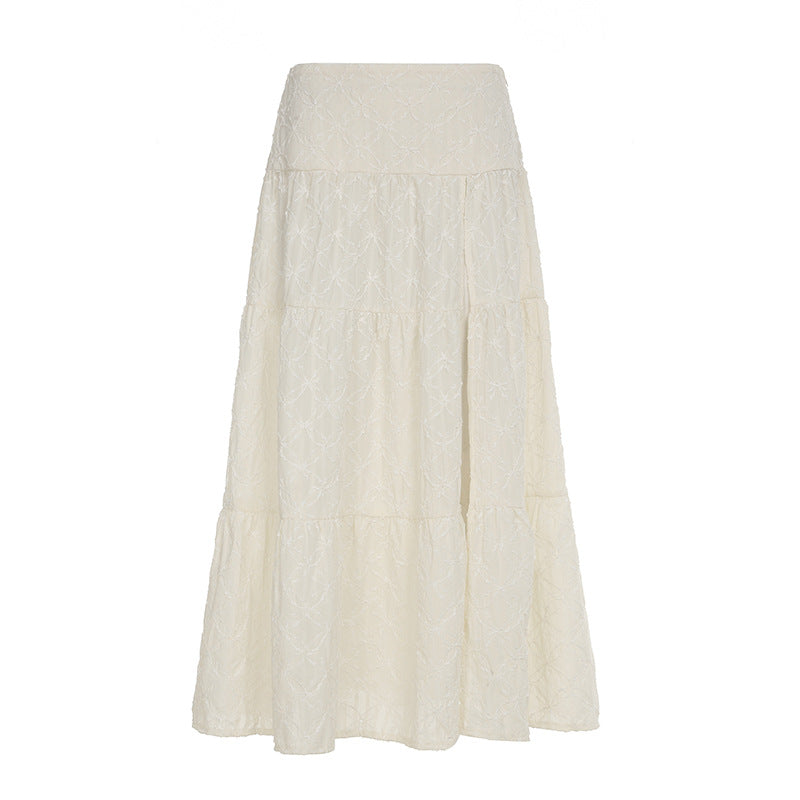 Beach Solid Color Texture Split Dress Seaside Holiday A line Skirt