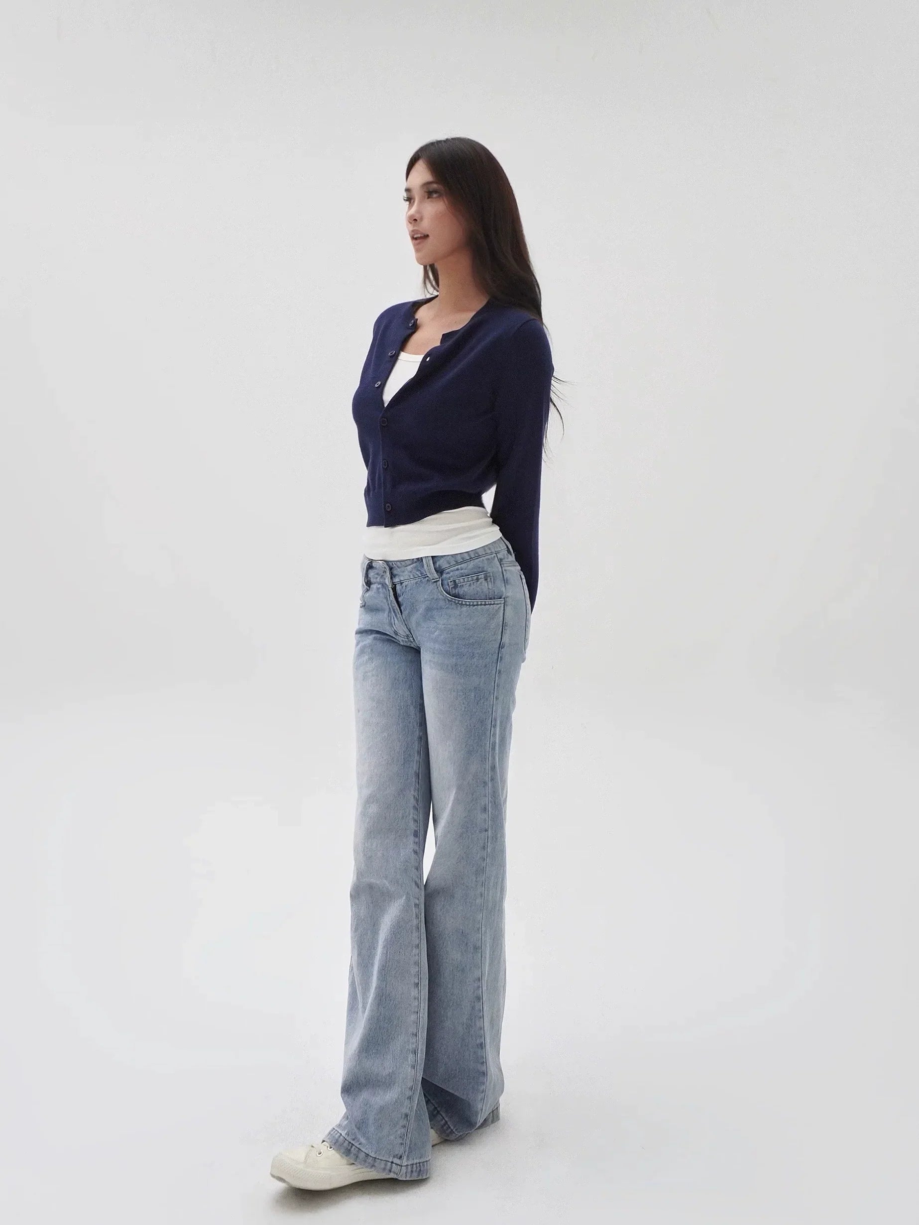 Slim-Fit Cropped Knit Cardigan Sweater