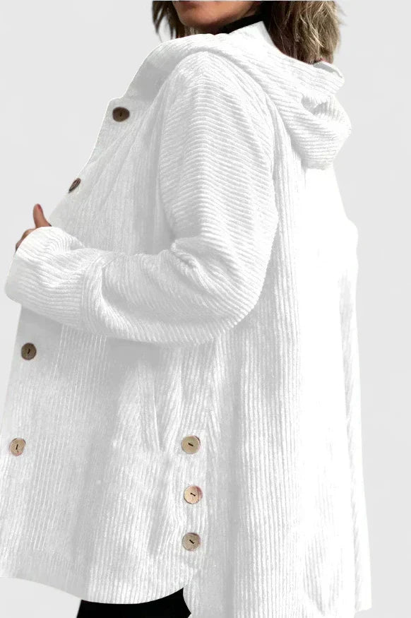 Hooded Corduroy Button Front Pocket Jacket 11