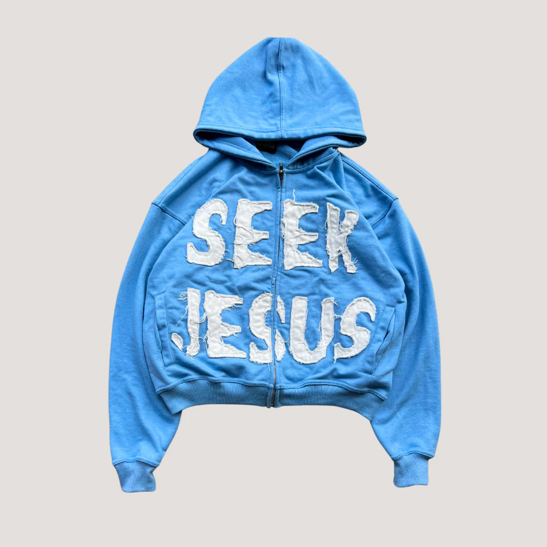 Letter Print Hooded ZipUp Hoodie