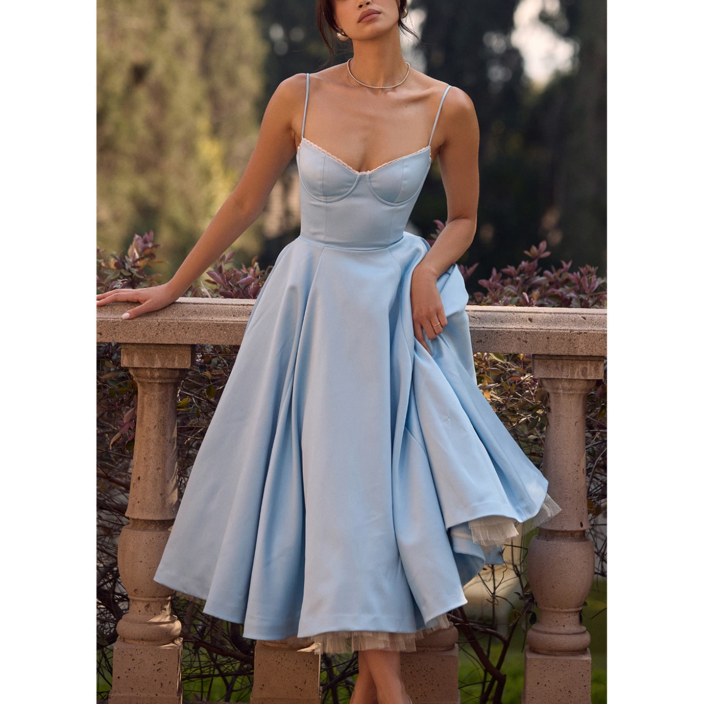 Suspender V-neck Sleeveless Dress Tutu Long Skirt