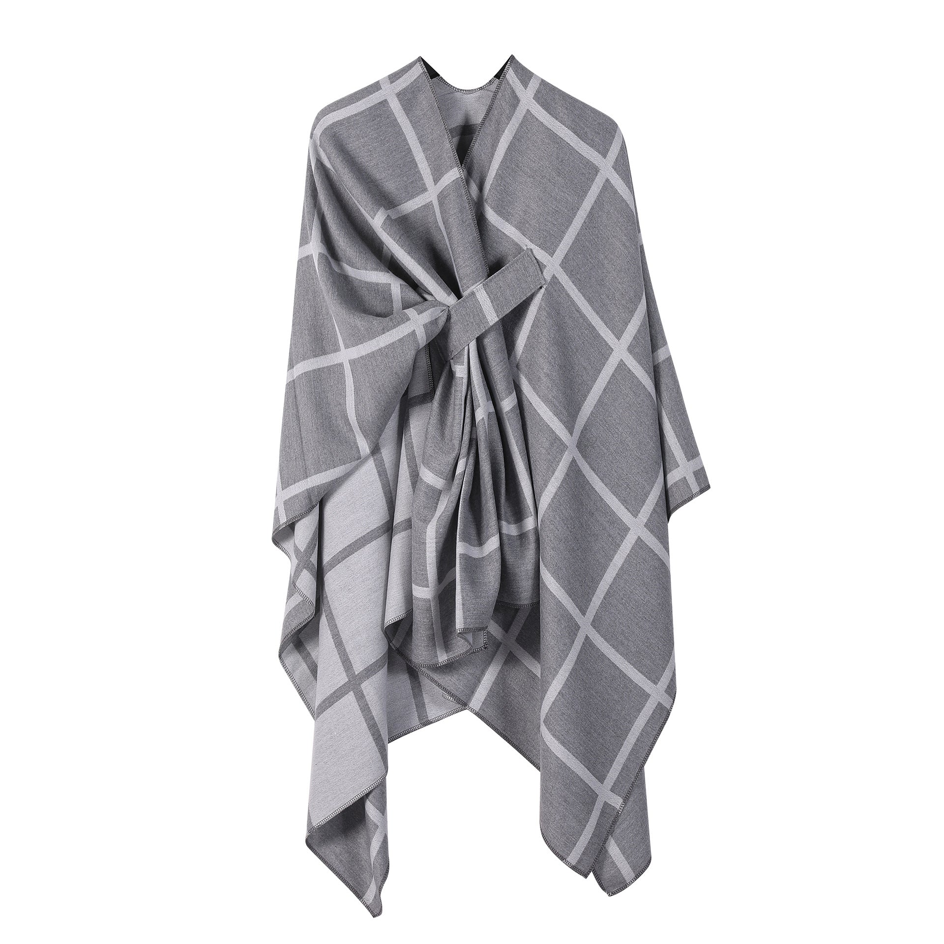 Bestselling Sidetied Plaid Split Cape Warm Crossborder Scarf