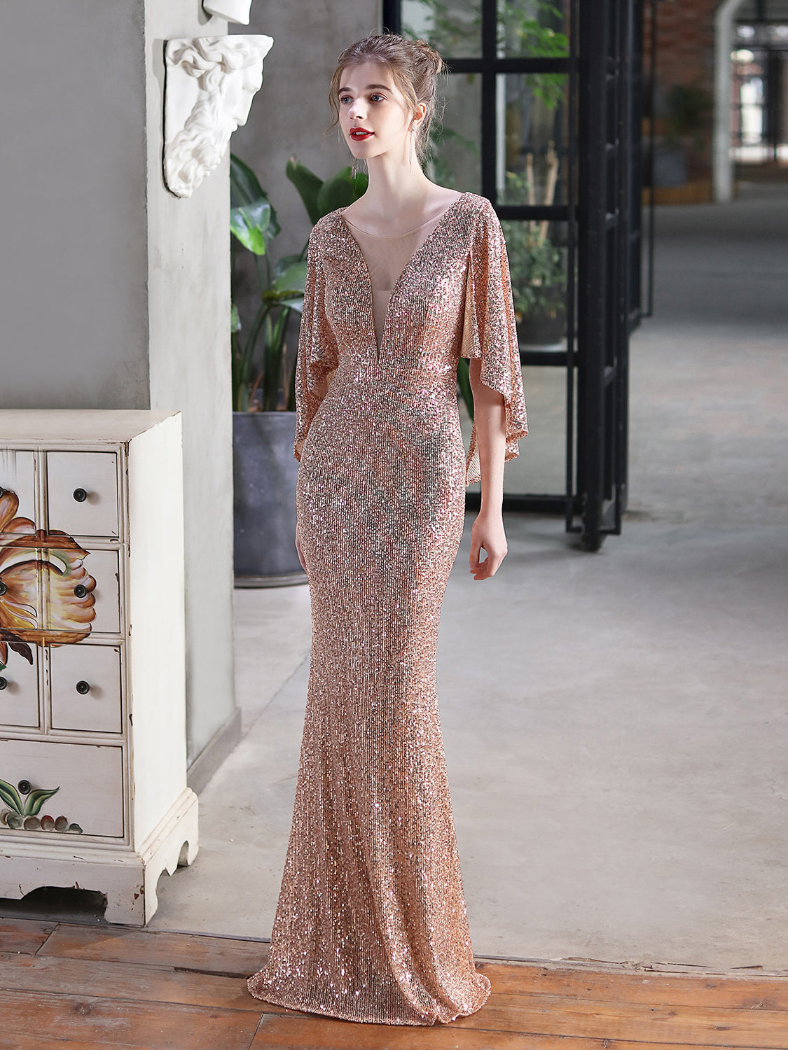 Angel wings elegant evening dress