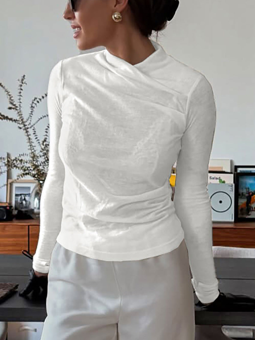 Relax Comfortable Ruched V - Neck Long Sleeve Top