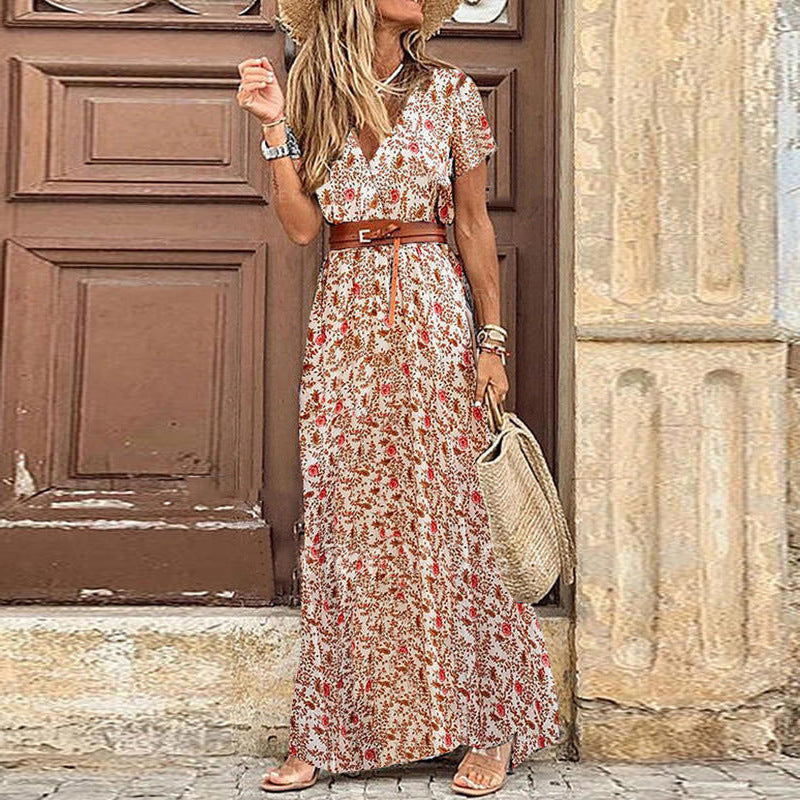 Zahira Exclusive Women's Floral Maxi Dress with High Side Slit Evening Wear Edit