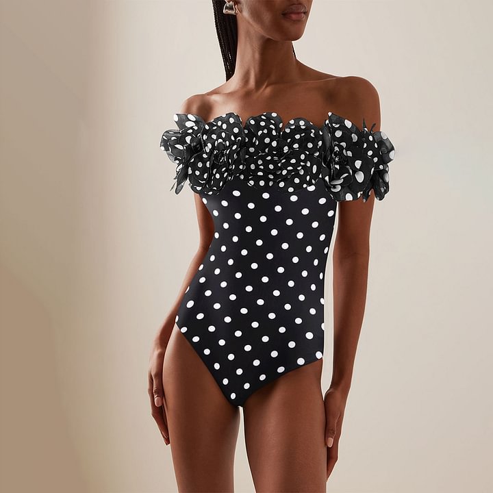 Polka Dot One Piece Swimsuit Women Vacation Beach Set