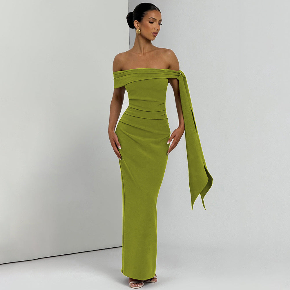 Mansion Romantic Off Shoulder Ribbon Maxi Dress