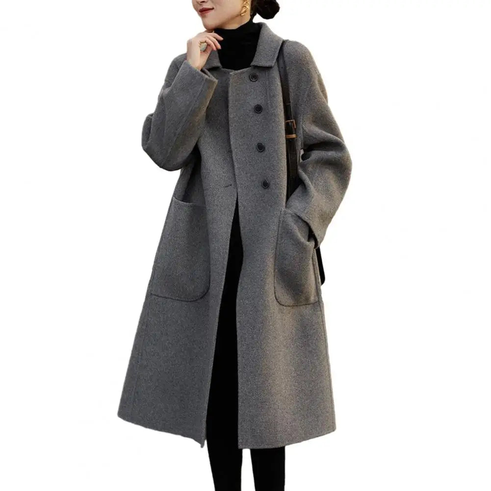 Commute Style Woolen Lapel Overcoat