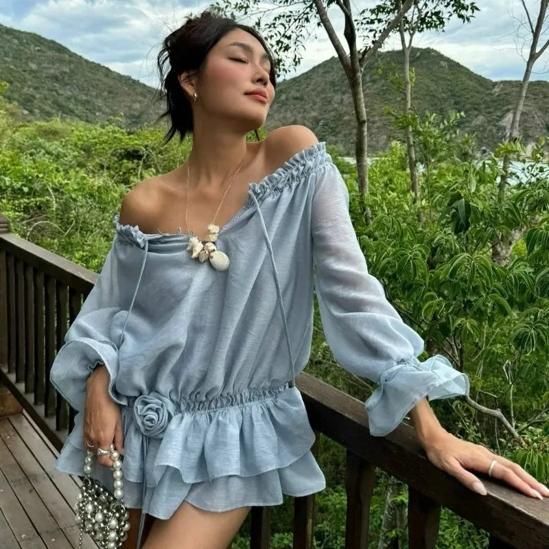 Off Shoulder Ruffled Mini Dress