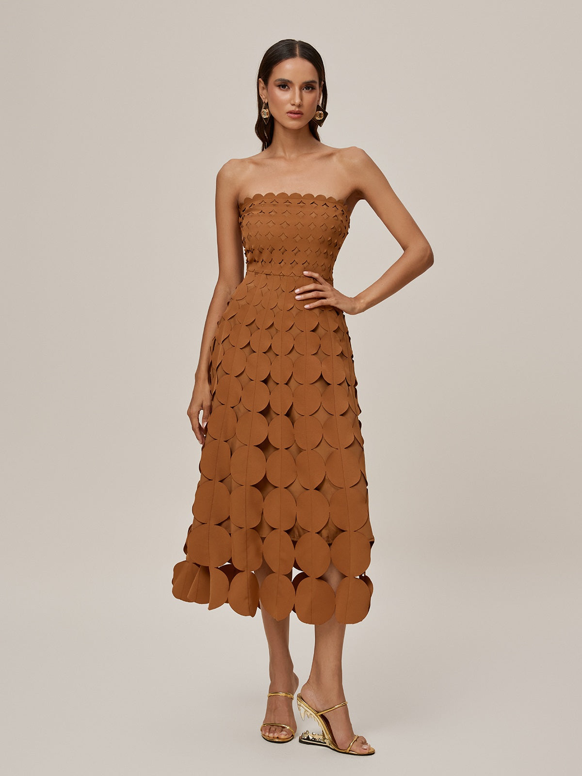 Strapless Cutout Midi Dress