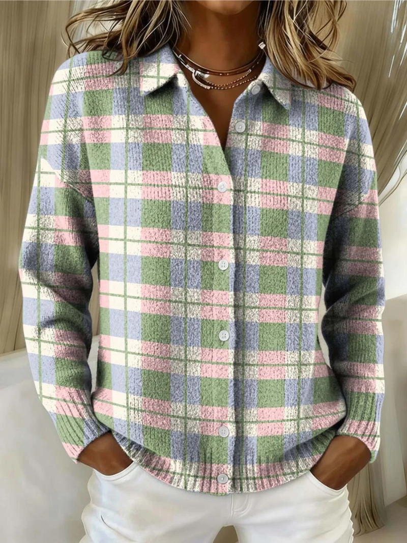 Multicolor Collared Button Front Long Sleeve Plaid Flannel Shirt