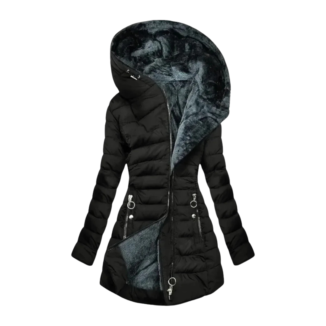 Hooded Fleece-Lined Quilted Zip Puffer Coat 2