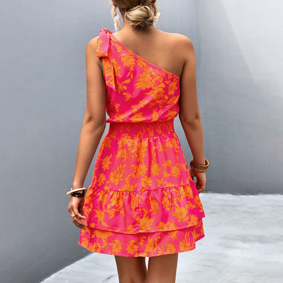 Manuela Chic One Shoulder Mini Dress Evening Wear Edit