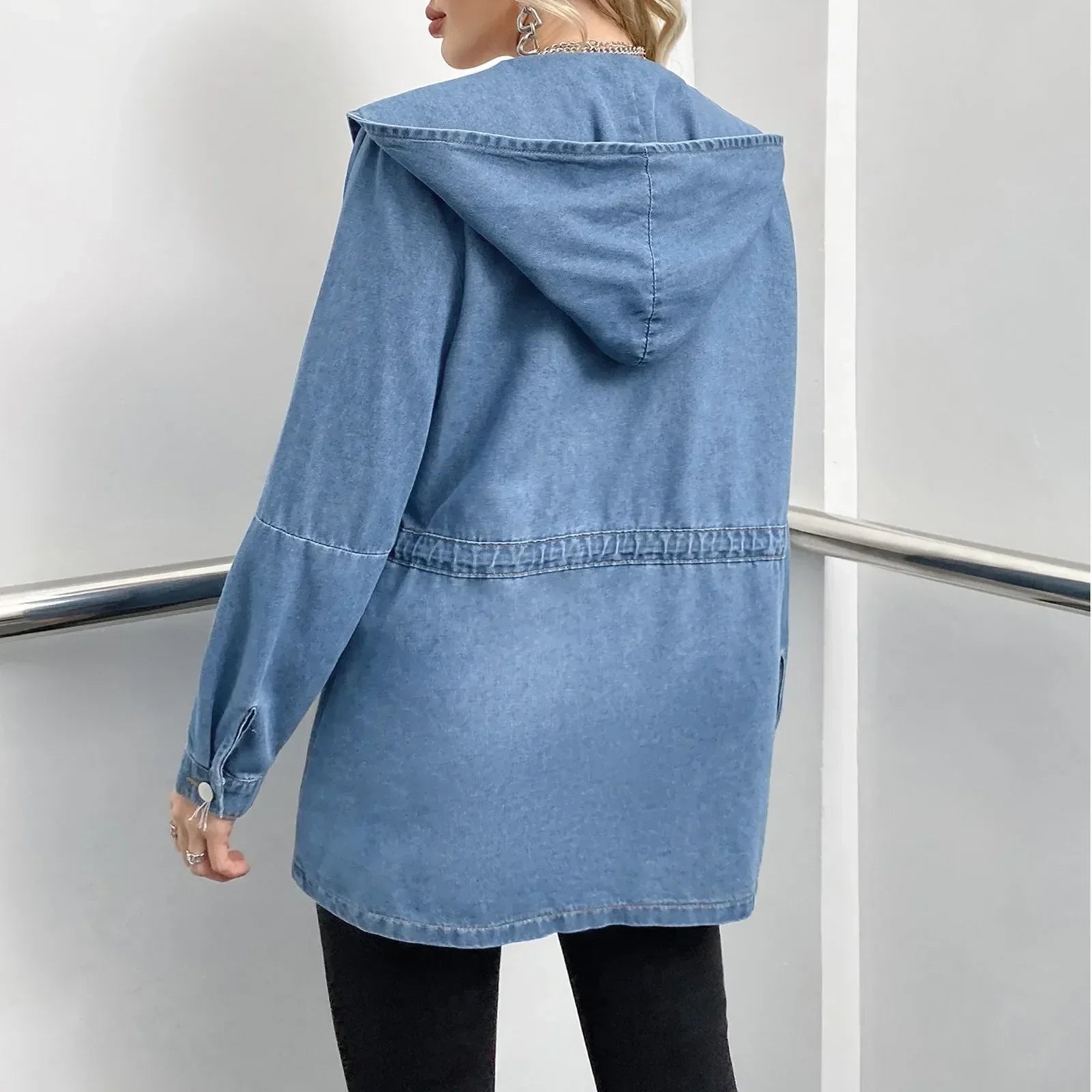 Hooded Autumn Winter Lapel Loose Open Front Chic Stylish Elegant Fashionable Versatile Short Women's Jacket