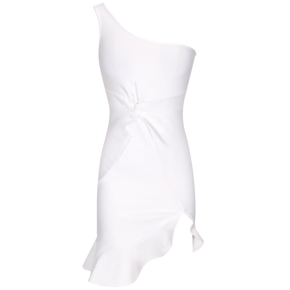 One Shoulder Sleeveless Asymmetrical Mini Bandage Dress PP091914