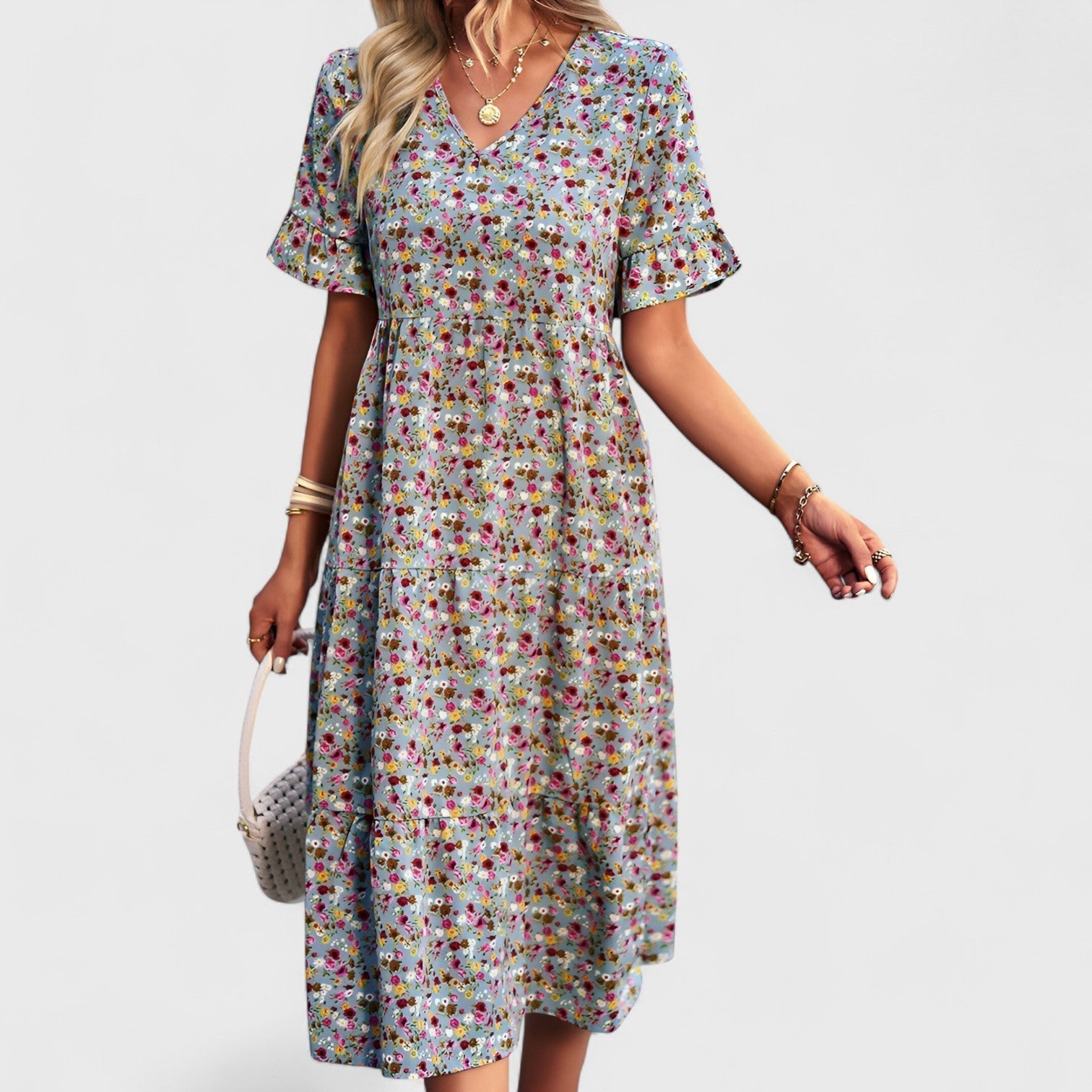 Sandra Elegant Ladies Floral Elegant Dress with Premium Casual Styling