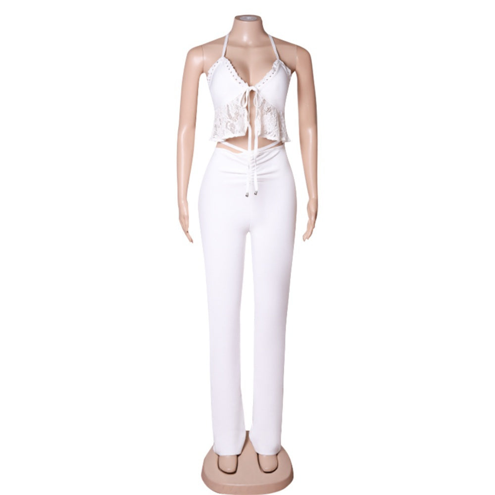 Halter Sleeveless Lace Bandage Set PZC1846