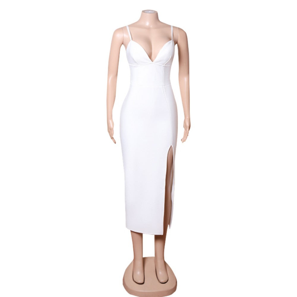 Strappy Sleeveless Midi Slit Bandage Dress PZL3011
