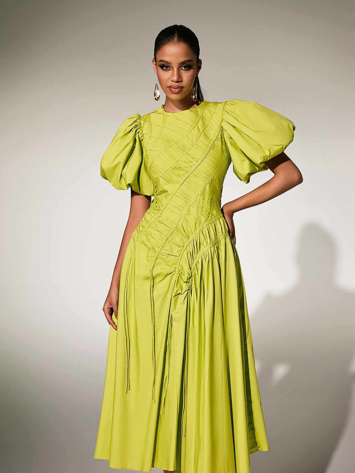 Puff Sleeve Midi Dress
