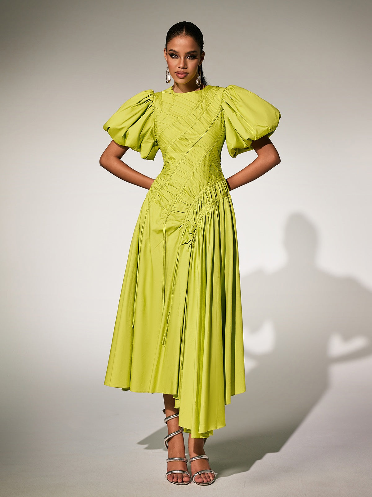 Puff Sleeve Midi Dress