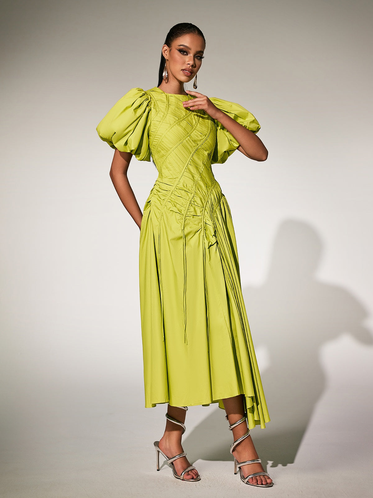 Puff Sleeve Midi Dress