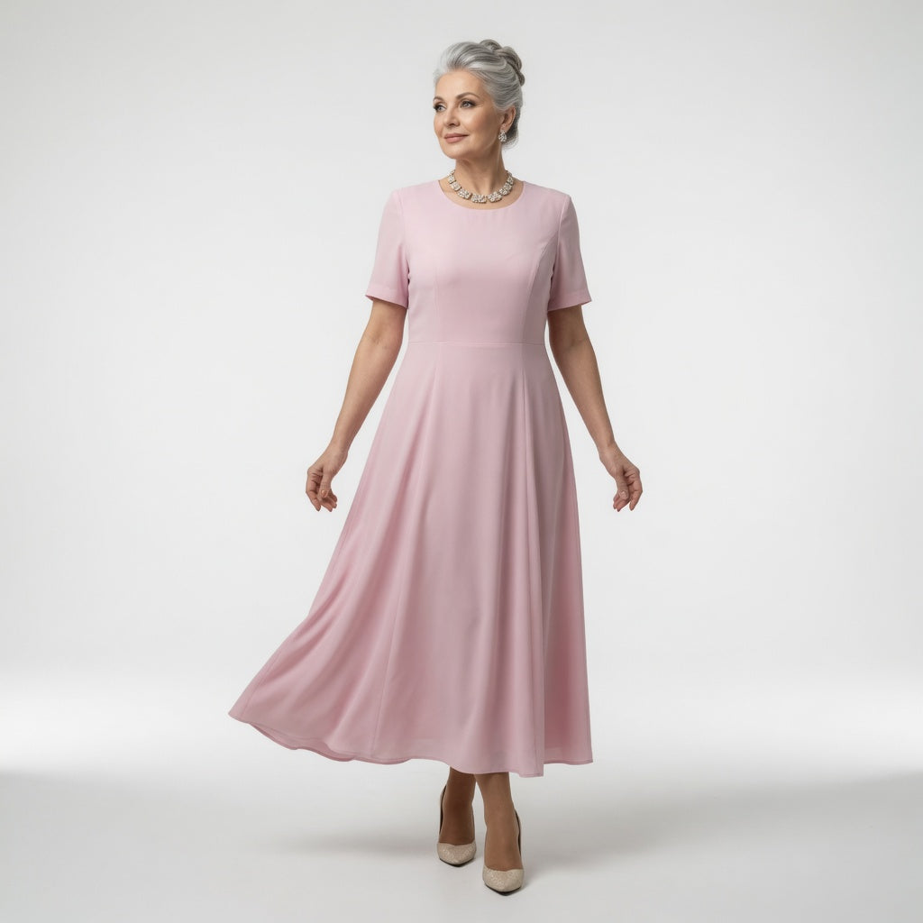 Round Neck Floral Lace Jacket Chiffon Maxi Dress Set