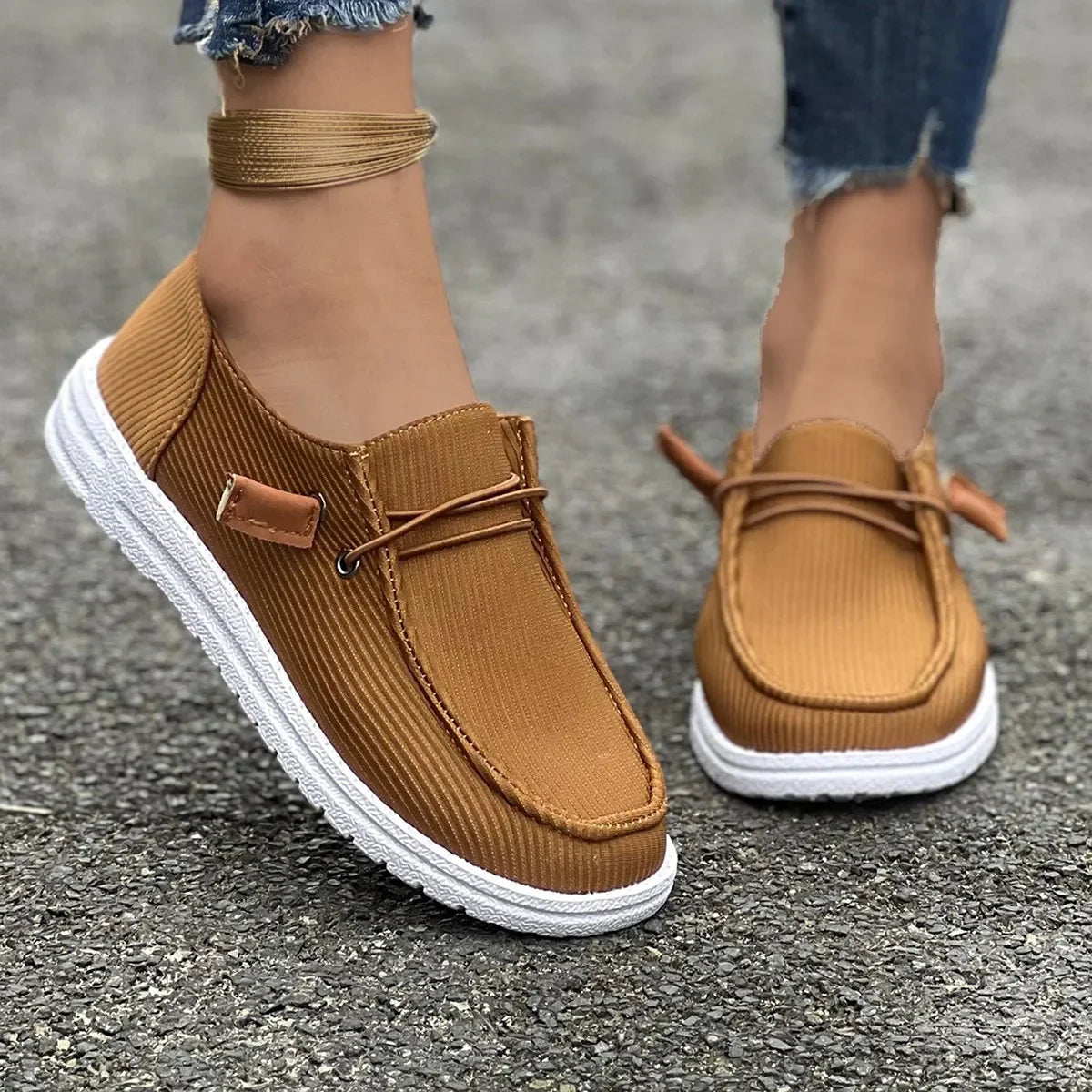 AntiSlip Flat Casual Walking Spring Autumn Round Toe Plus Size Flats Loafers