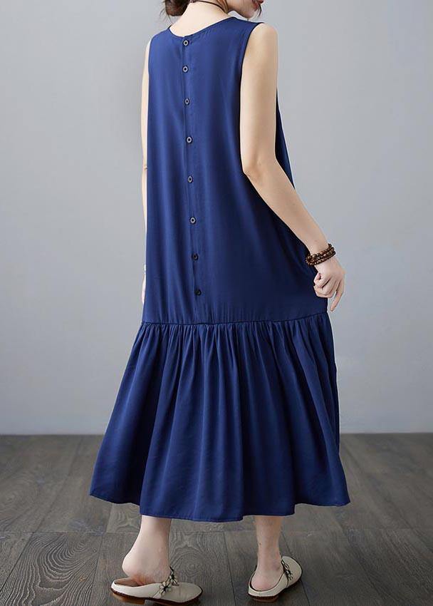 Plus Size Blue Ruffles A Line Summer Robe Dresses