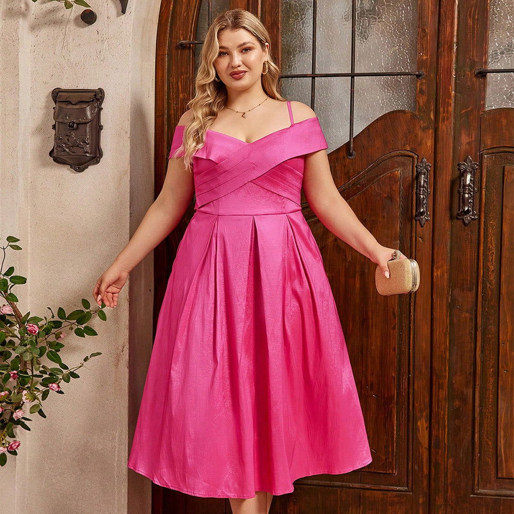 Plus Size Plump Girls Cross Swing Vacation Dress