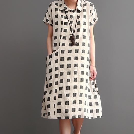Print New summer linen dress plus size shift dresses