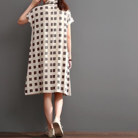 Print New summer linen dress plus size shift dresses