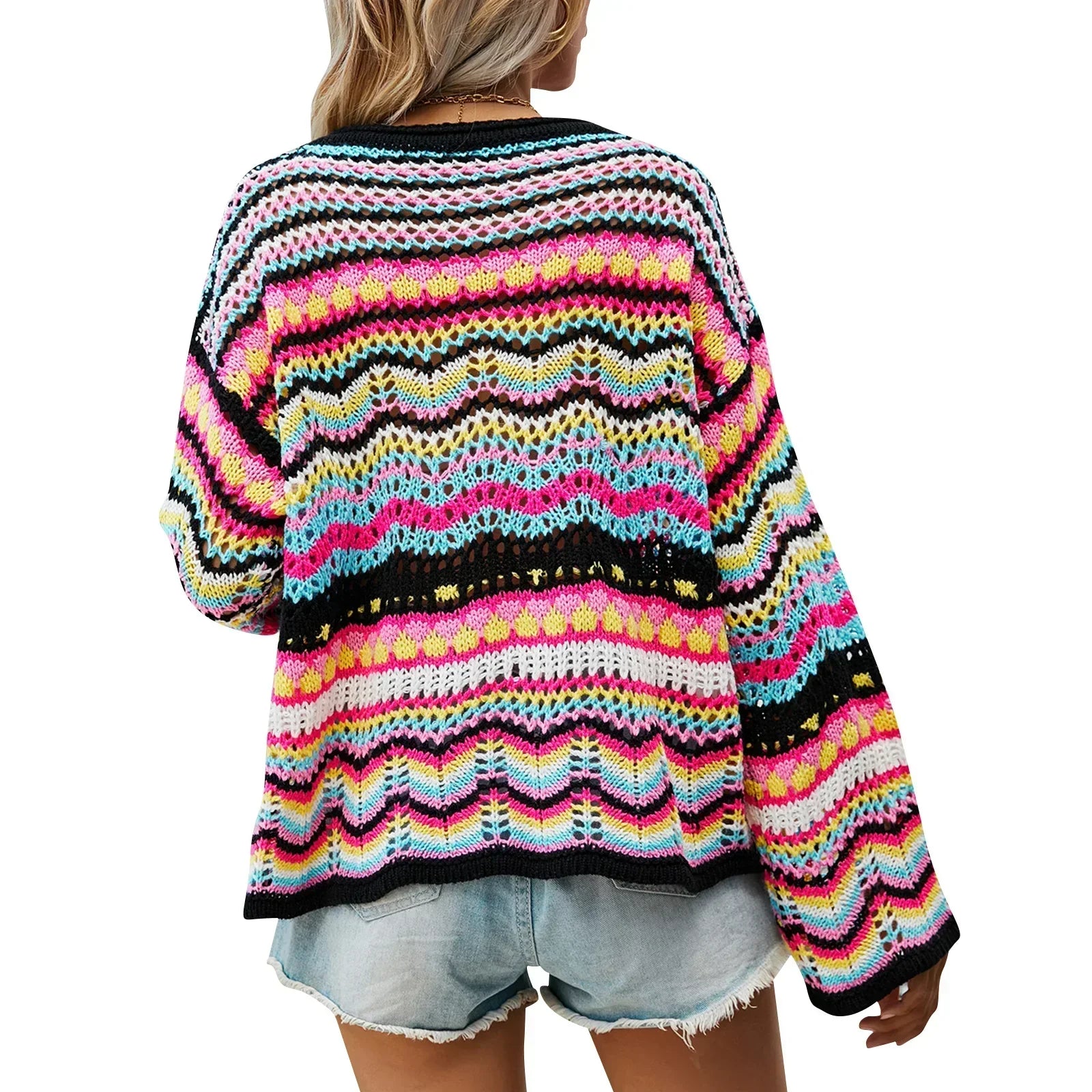 Vintage 90s Crochet Flared Sleeves Sweater